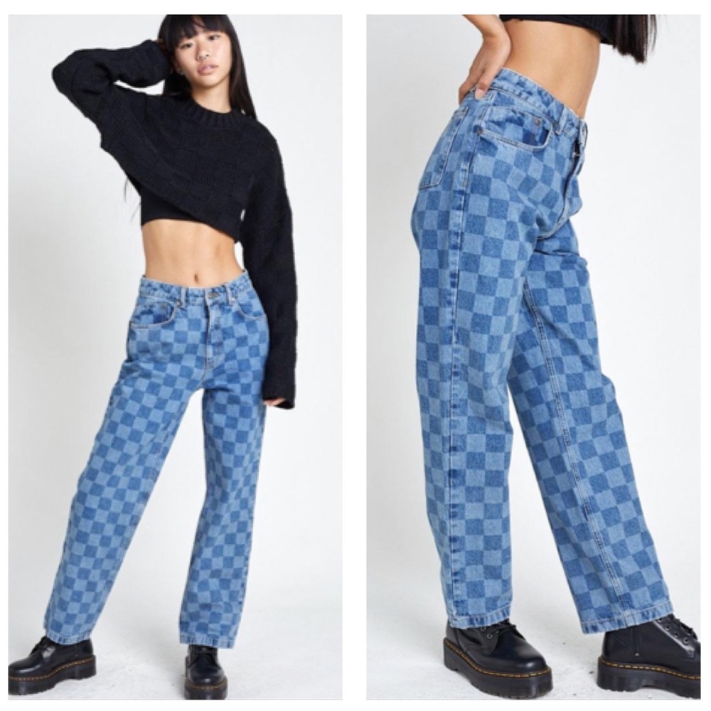 Ragged Priest Light Blue Checkered Jeans 26